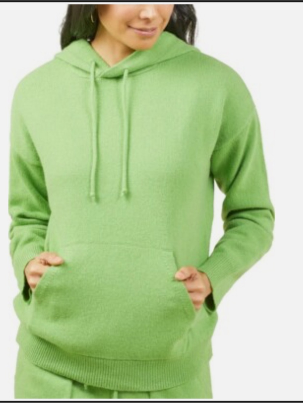 Outerknown Womens Hudson 100% Cashmere Hoodie Sweater in grass - L
